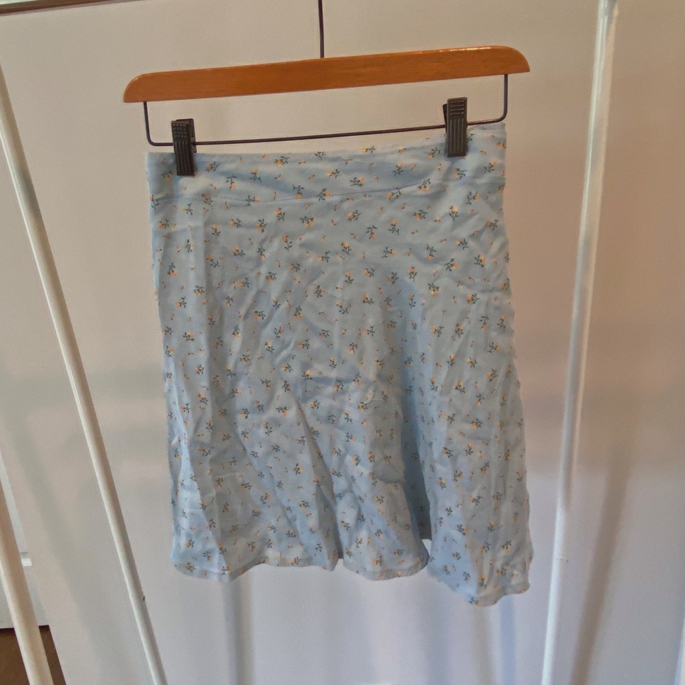 brandy melville blue floral wrap skirt